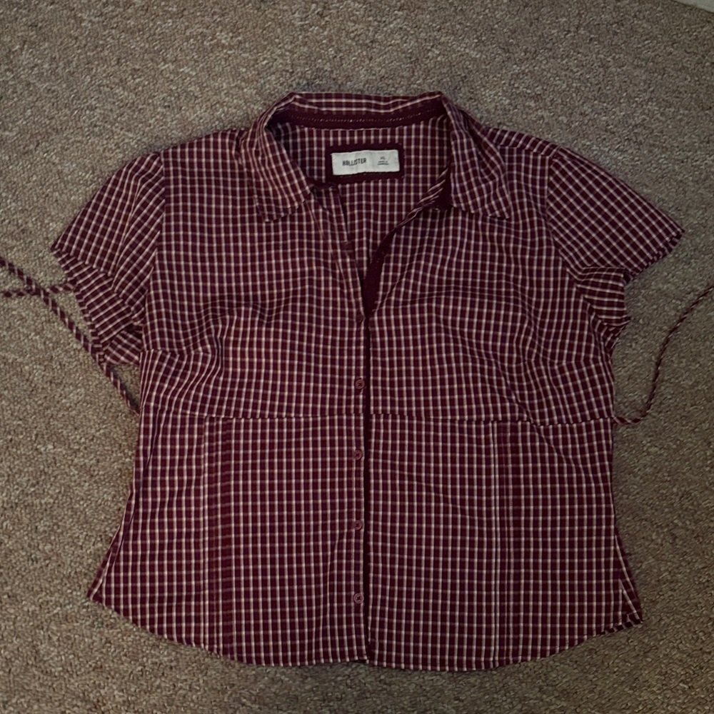 Hollister Burgundy Plaid Button-Down Shirt